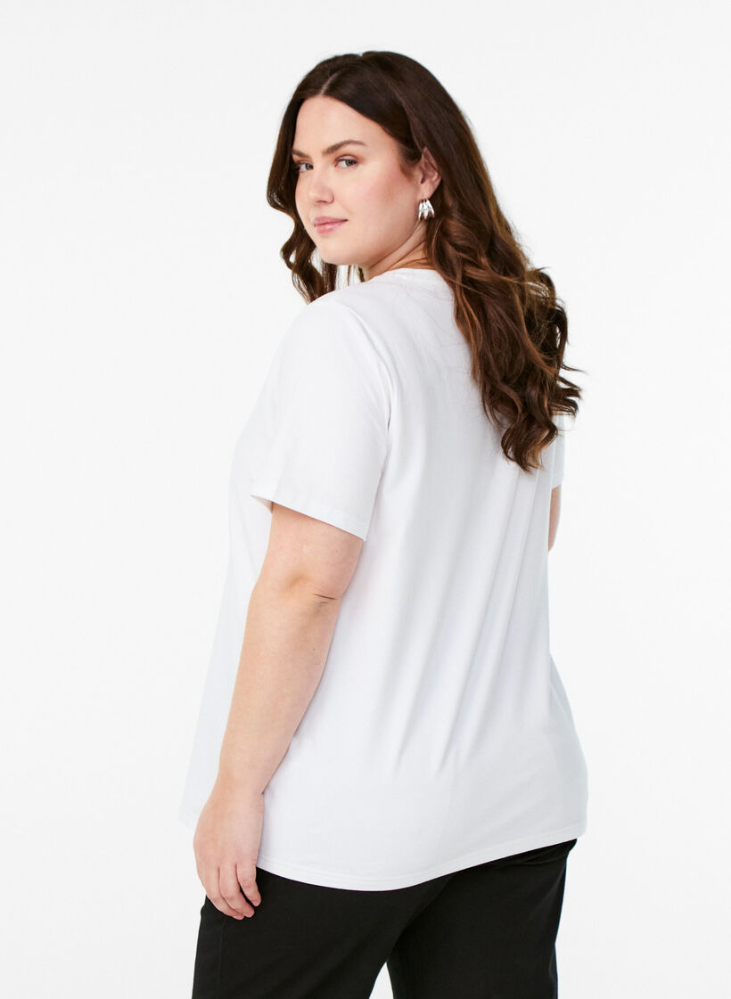 T-Shirt aus Bio-Baumwolle mit floralem Print, B. White w. Rose, Model image number 1