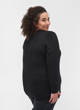 Langarm Bluse mit Schulterdetail, Black, Model image number 1