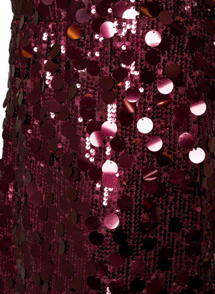 Kurzer Paillettenrock mit Gummibund, Dunkles Bordeaux, Packshot image number 2