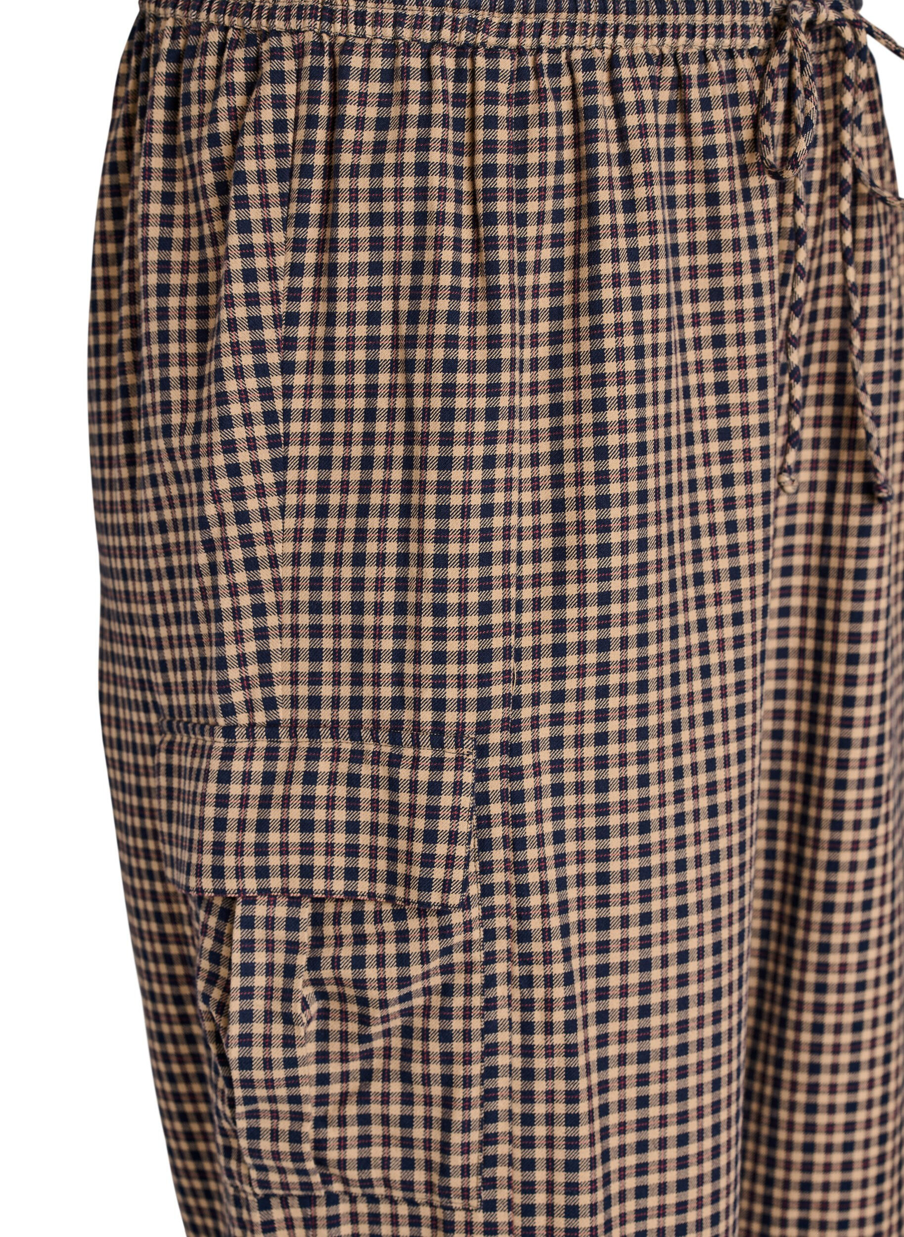 ZizziKarierte Cargohose aus Baumwolle, Braun, Packshot image number 2