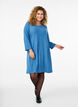 Kleid mit Struktur und 3/4-Ärmeln, Blau, Model image number 1