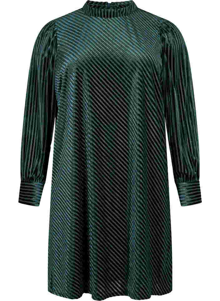 Kleid aus Velours mit Strukturmuster, Scarab, Packshot image number 0