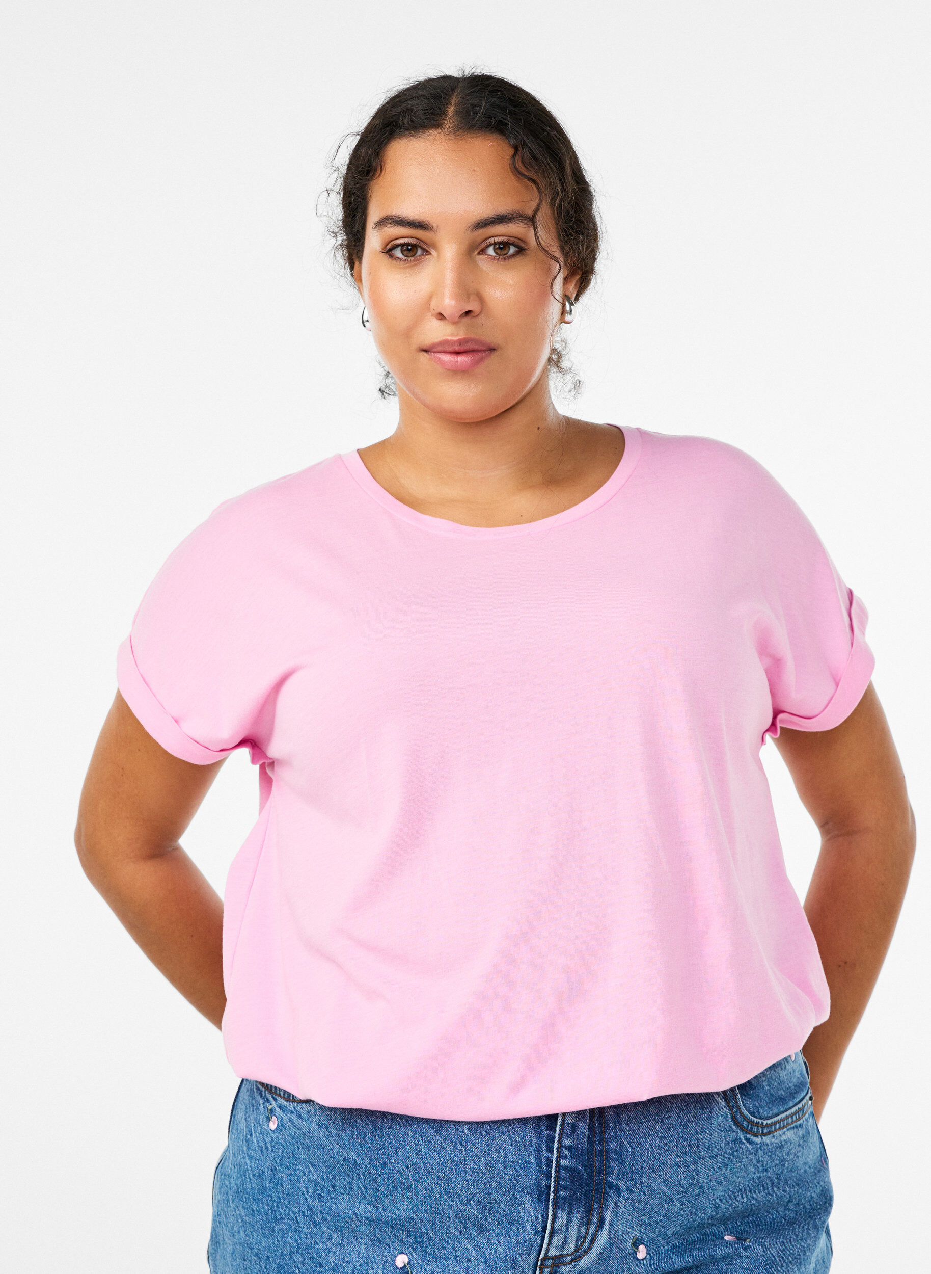 Zizzi2er-Pack kurz&auml;rmlige T-Shirts, Pink, Model image number 0