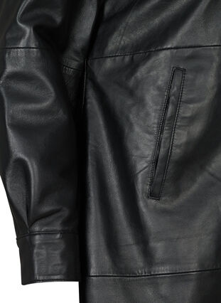 Lange Hemdjacke aus Leder, Black, Packshot image number 3