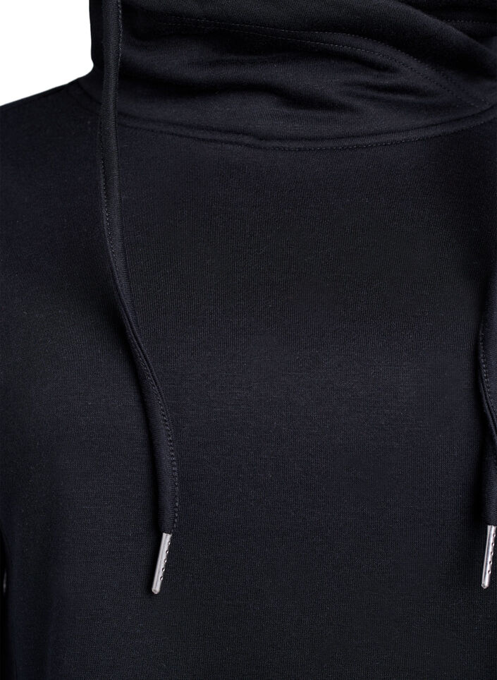Kurzes Sweatshirtkleid mit Stehkragen und Taschen, Schwarz, Packshot image number 2