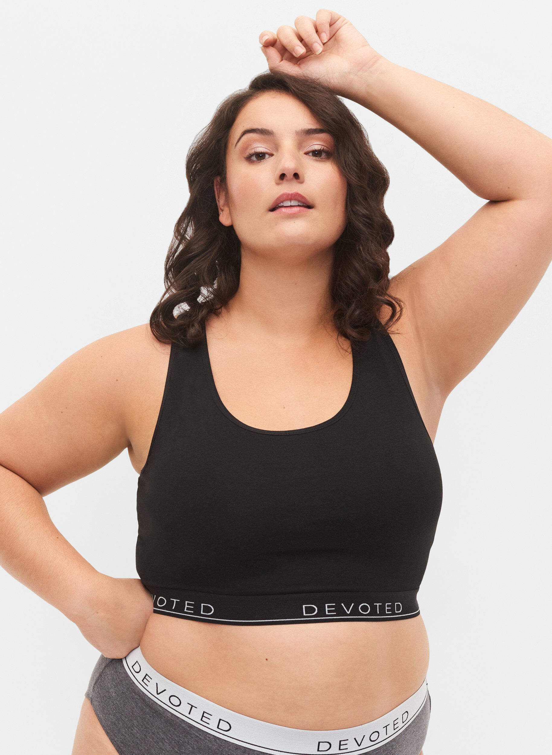 ZizziBaumwoll-BH mit Rundhalsausschnitt, Black/Upper Font, Model image number 0