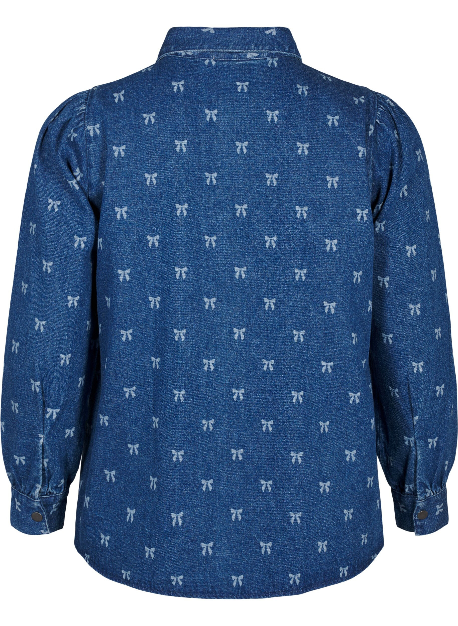 ZizziJeanshemd mit Schleife, Denim Blue W. Wh.Bow, Packshot image number 1