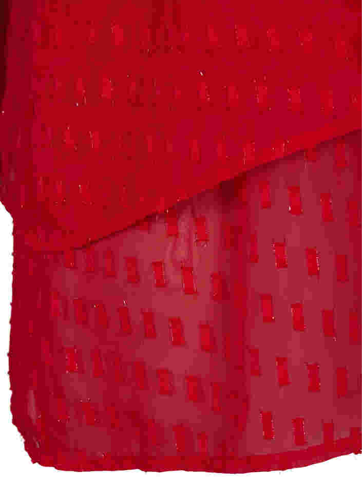 Bluse mit 2/4 Ärmeln aus gemustertem Chiffon, Tango Red, Packshot image number 3
