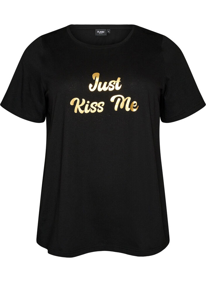 T-Shirt mit Print, Schwarz, Packshot image number 0