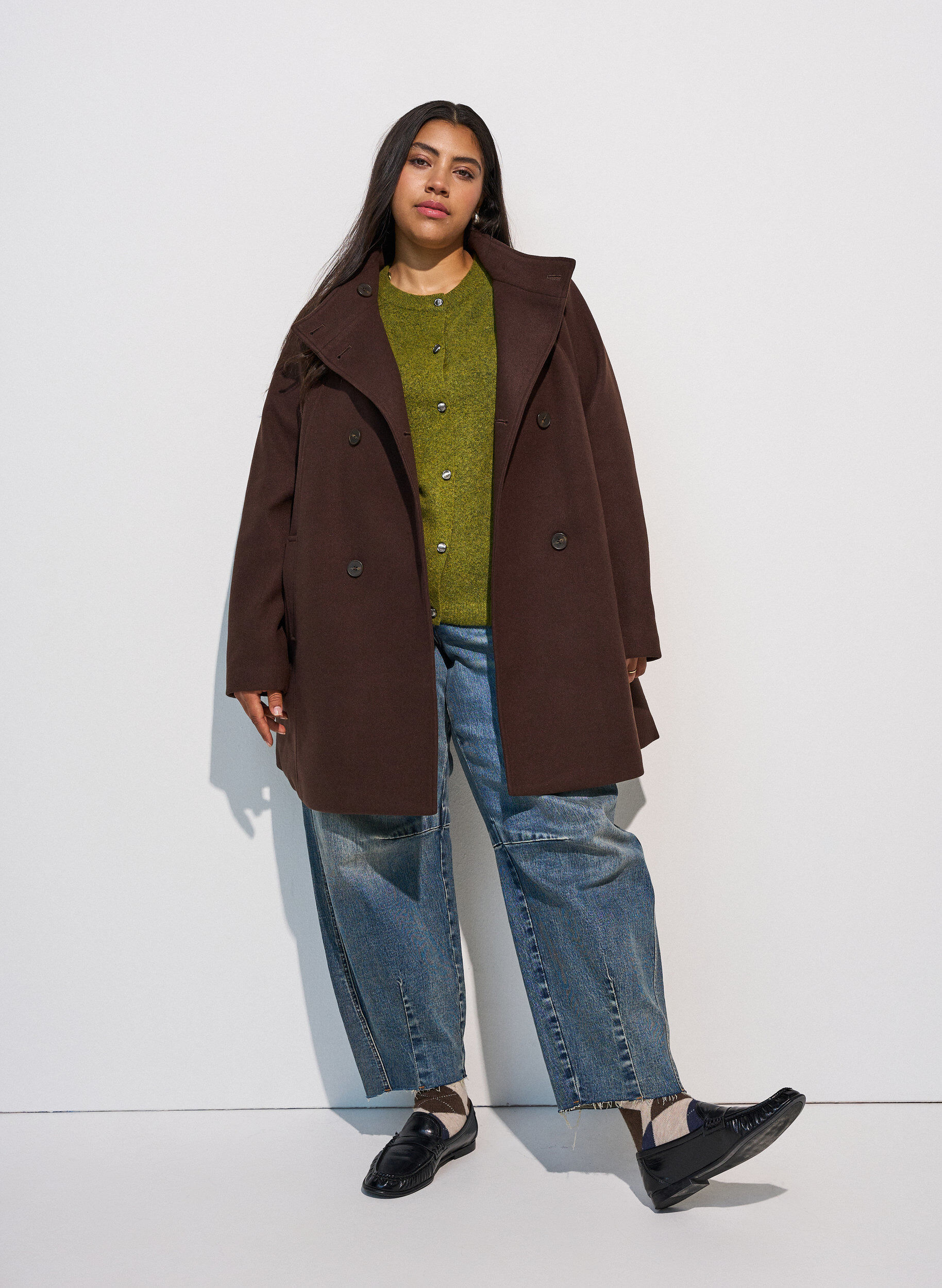 ZizziKurzmantel in A-Linie, Braun, Model image number 1
