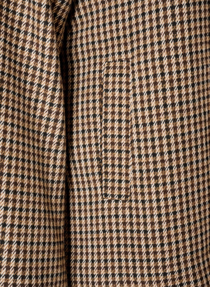 Karierter Kurzmantel mit zweireihiger Knopfleiste, Braun, Packshot image number 3