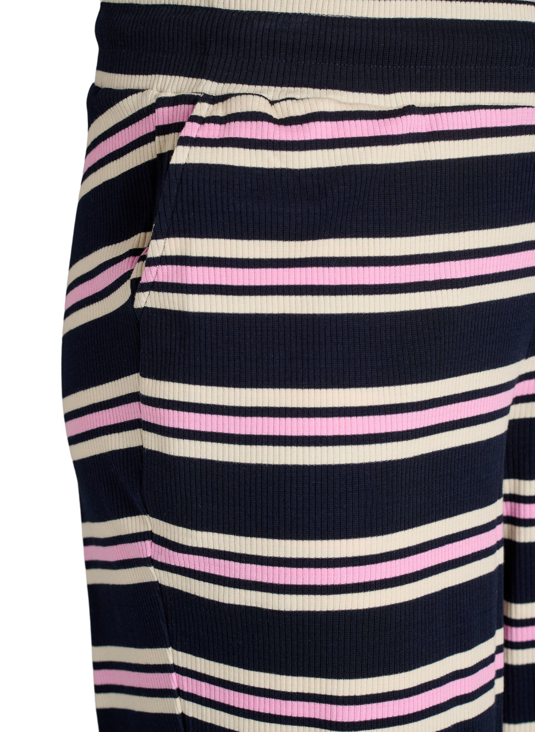 ZizziGestreifte Pyjamahose mit weitem Bein, Blau, Packshot image number 2