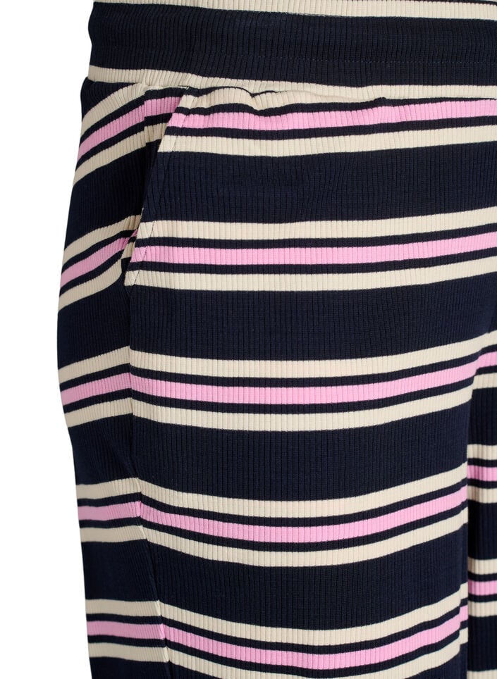 Gestreifte Pyjamahose mit weitem Bein, Blau, Packshot