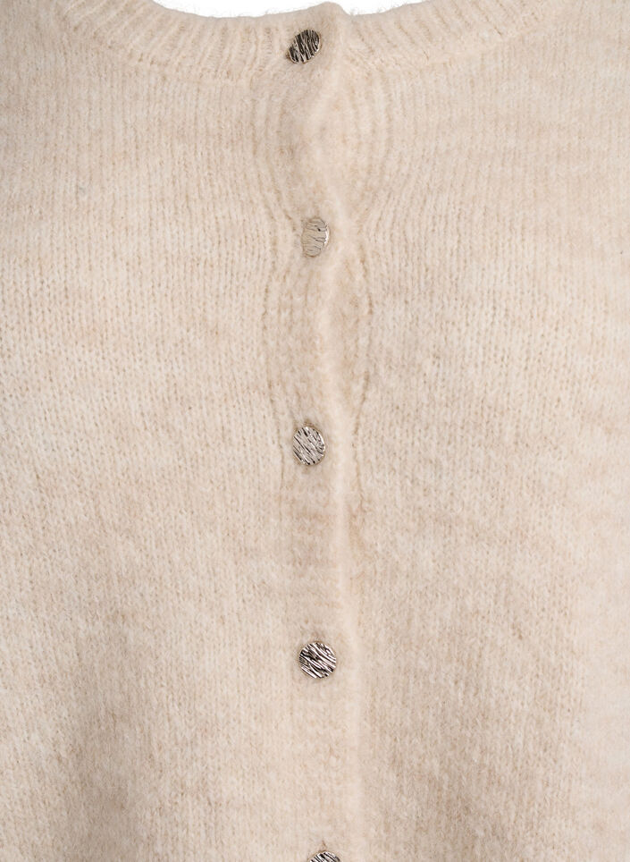 Cardigan aus Wolle und Alpaka mit Zierknöpfen, Beige, Packshot image number 2
