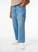 Cargojeans in weiter Passform mit hohem Bund, Light Blue, Model image number 2