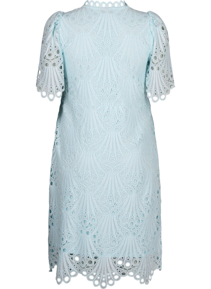 Häkelkleid mit kurzen Ärmeln, Delicate Blue, Packshot image number 1