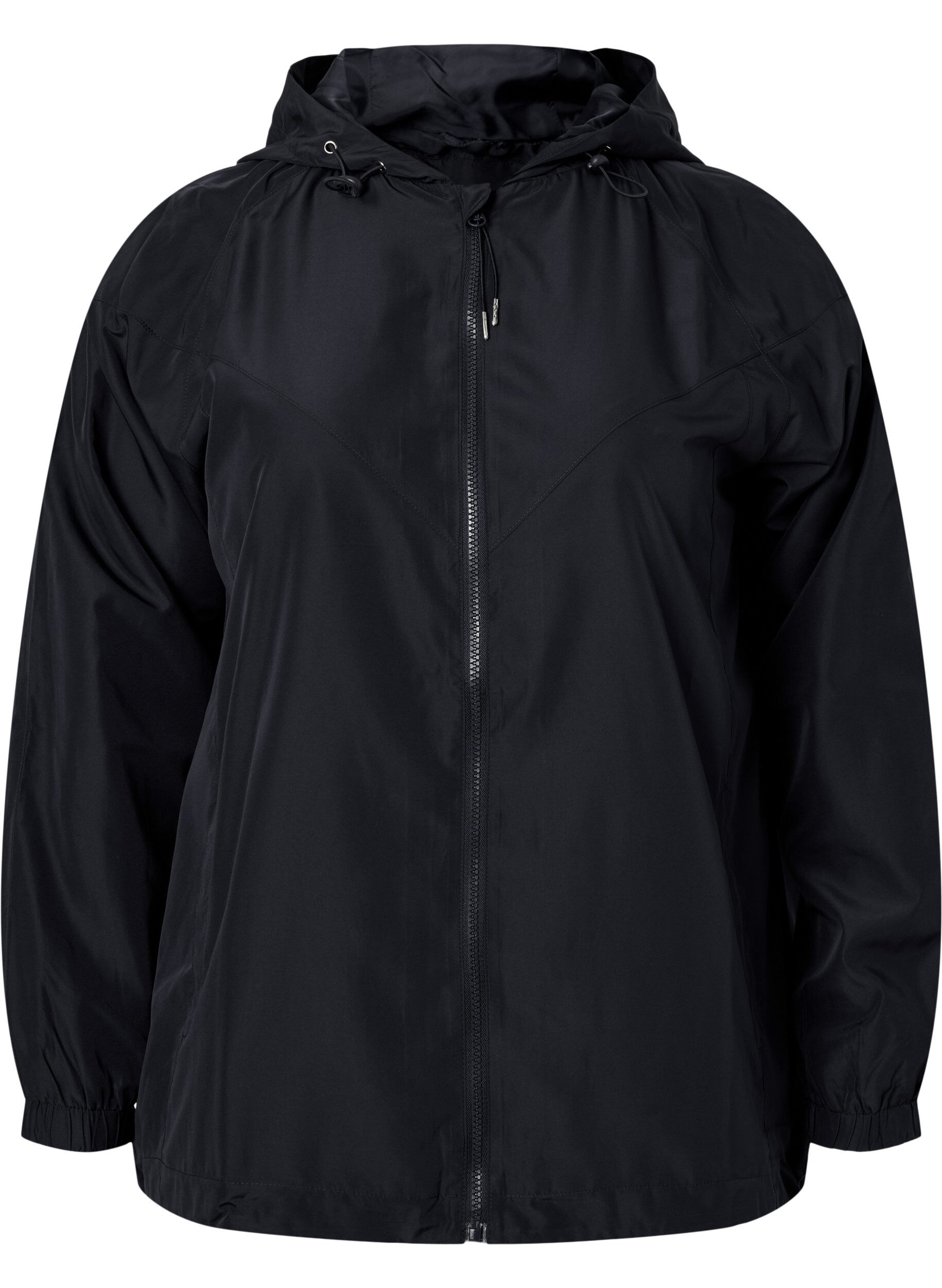ZizziKurze Jacke mit Kapuze und verstellbarer Saum, Black, Packshot image number 0