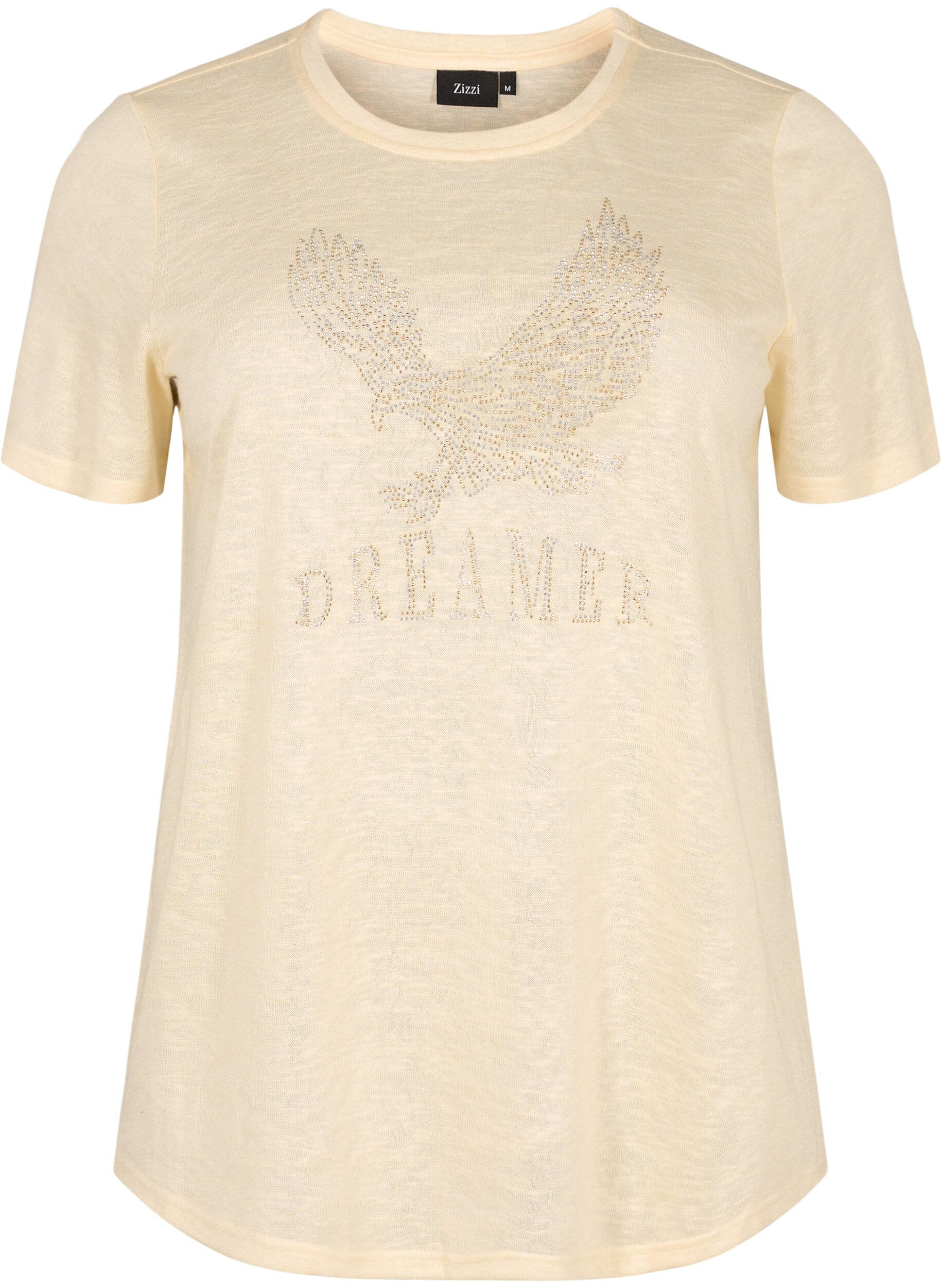 ZizziT-Shirt mit Nieten und Rundhalsausschnitt, Buttercream, Packshot image number 0