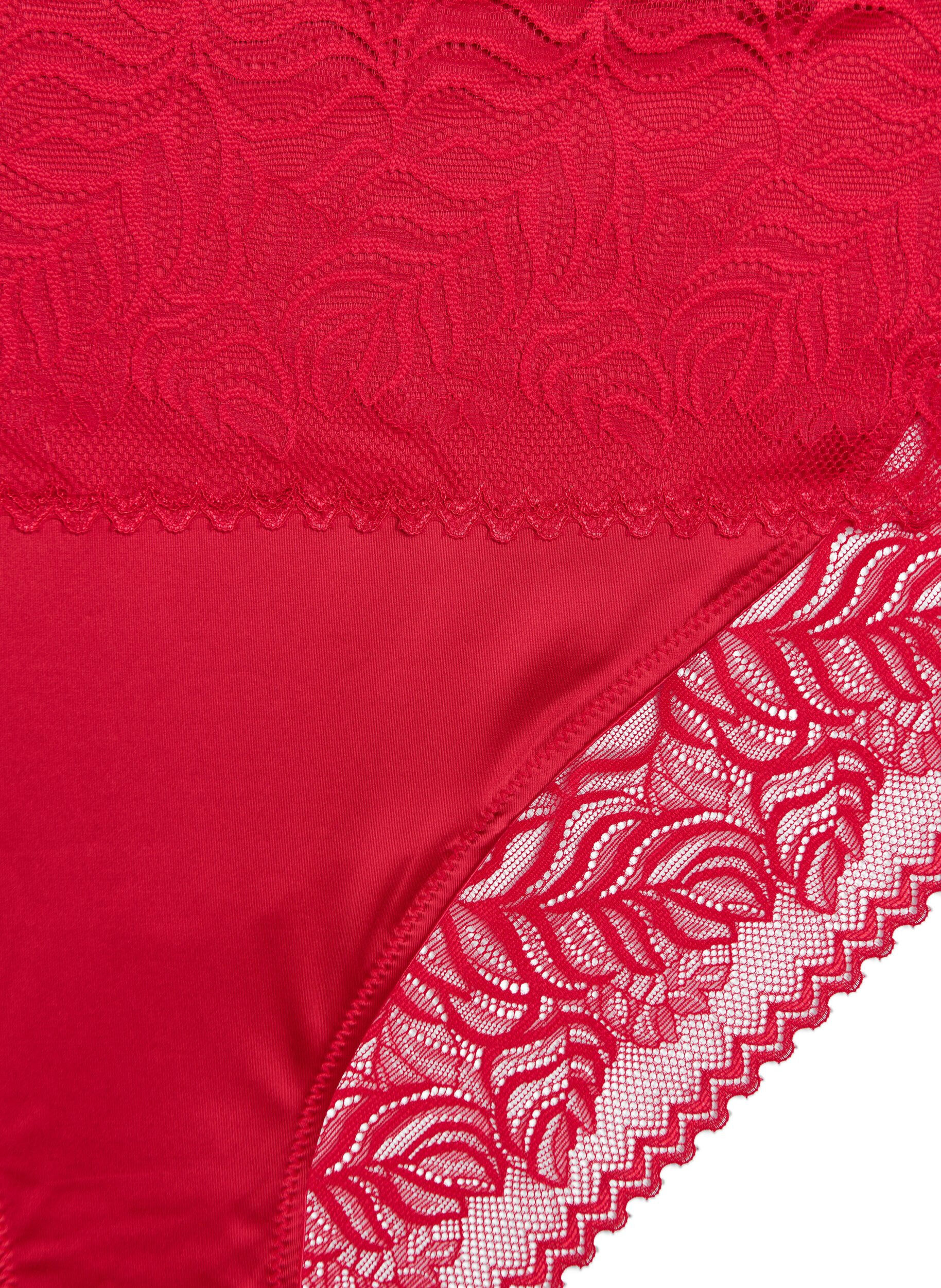 ZizziTai-Slip aus Spitze und gl&auml;nzender Mikrofaser, Rot, Packshot image number 2