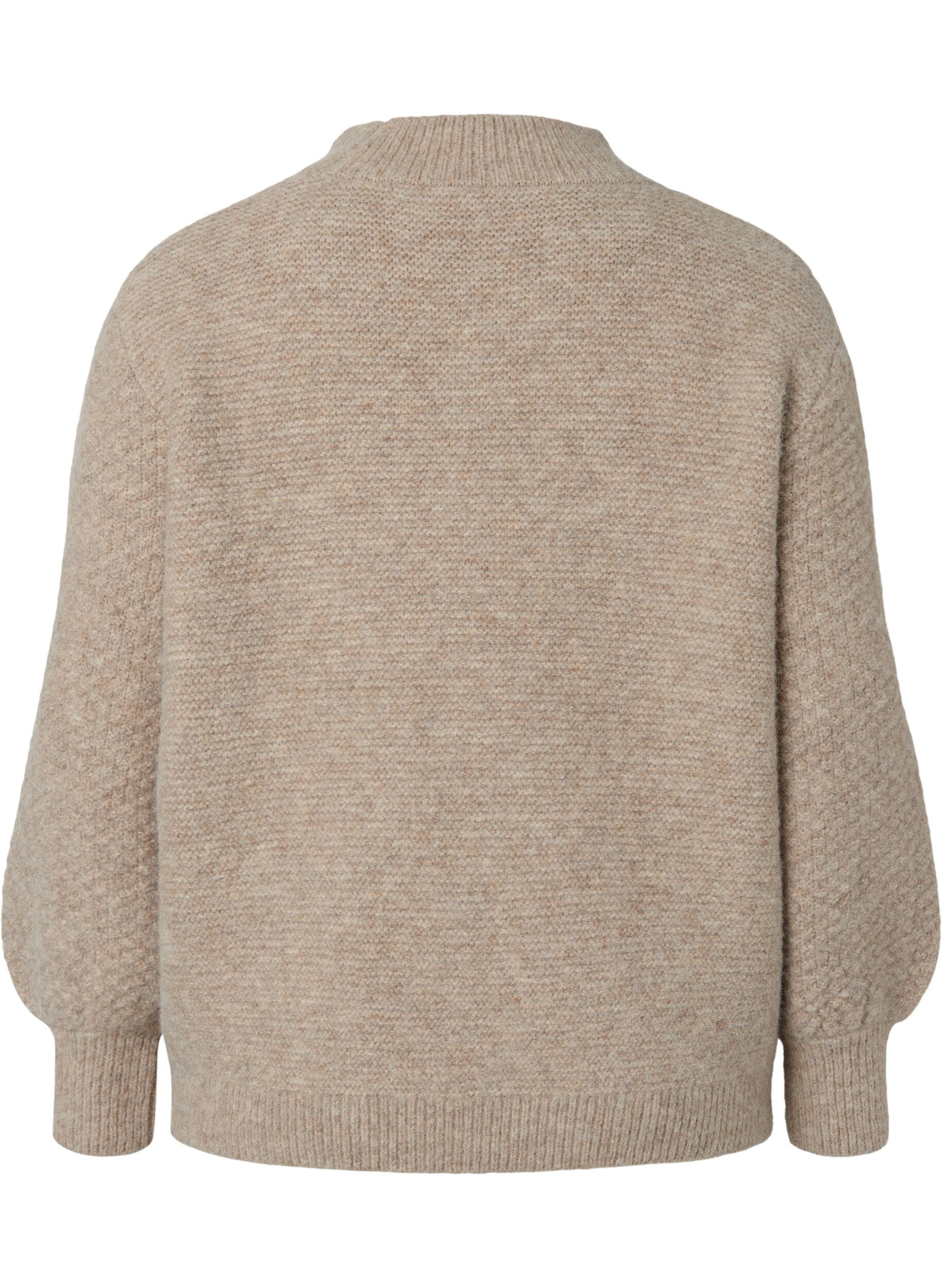 ZizziGemusterter Strickpullover mit Rollkragen, Simply Taupe Mel., Packshot image number 1