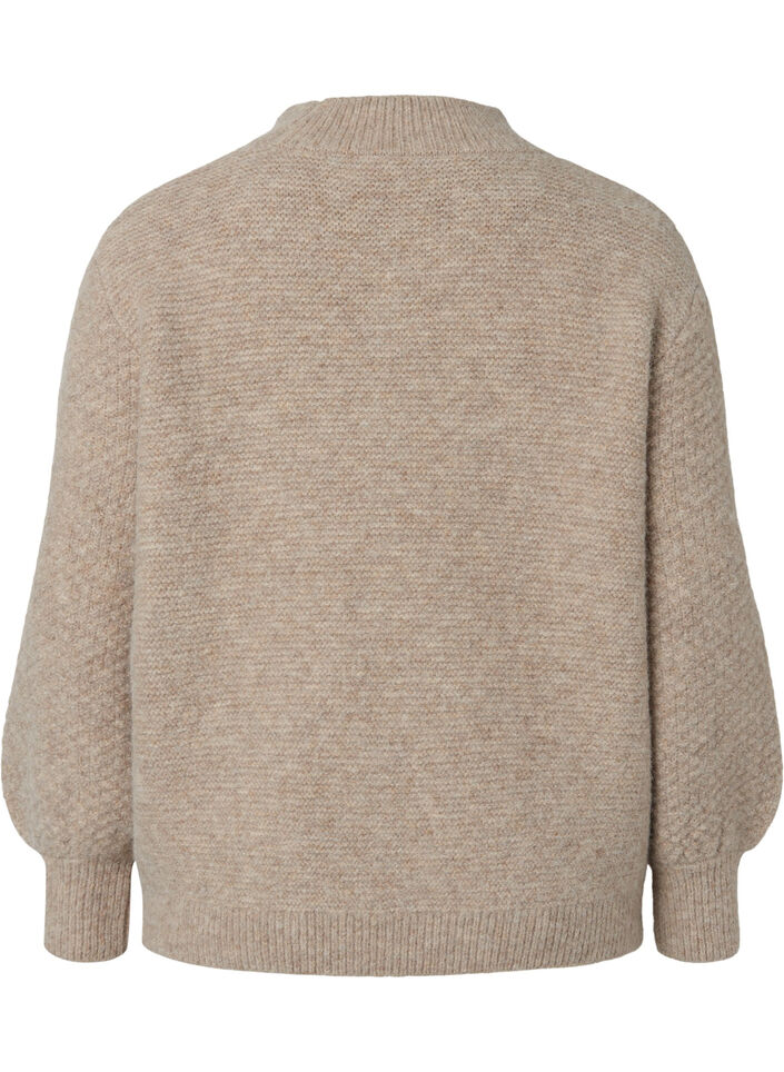 Gemusterter Strickpullover mit Rollkragen, Simply Taupe Mel., Packshot image number 1