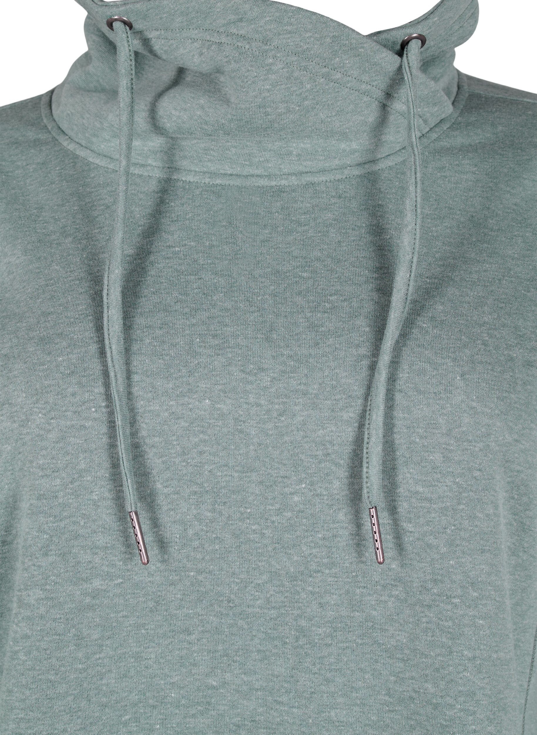 ZizziFLASH - Sweatshirt mit Stehkragen, Balsam Green Melange, Packshot image number 2
