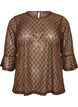 Transparente Bluse mit Pailletten und Rautenmuster, Braun, Packshot image number 0
