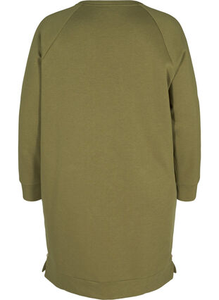 Sweatkleid mit Taschen und Schlitz, Olive Drab, Packshot image number 1