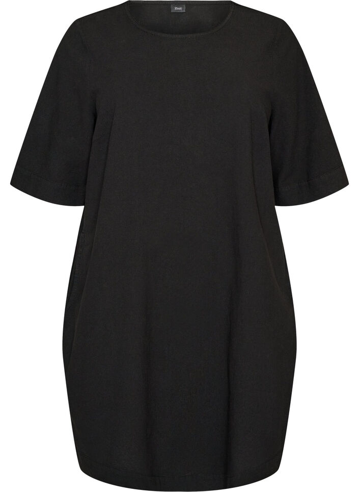 Kleid aus Baumwolle mit kurzen &Auml;rmeln und Taschen, Schwarz, Packshot image number 0