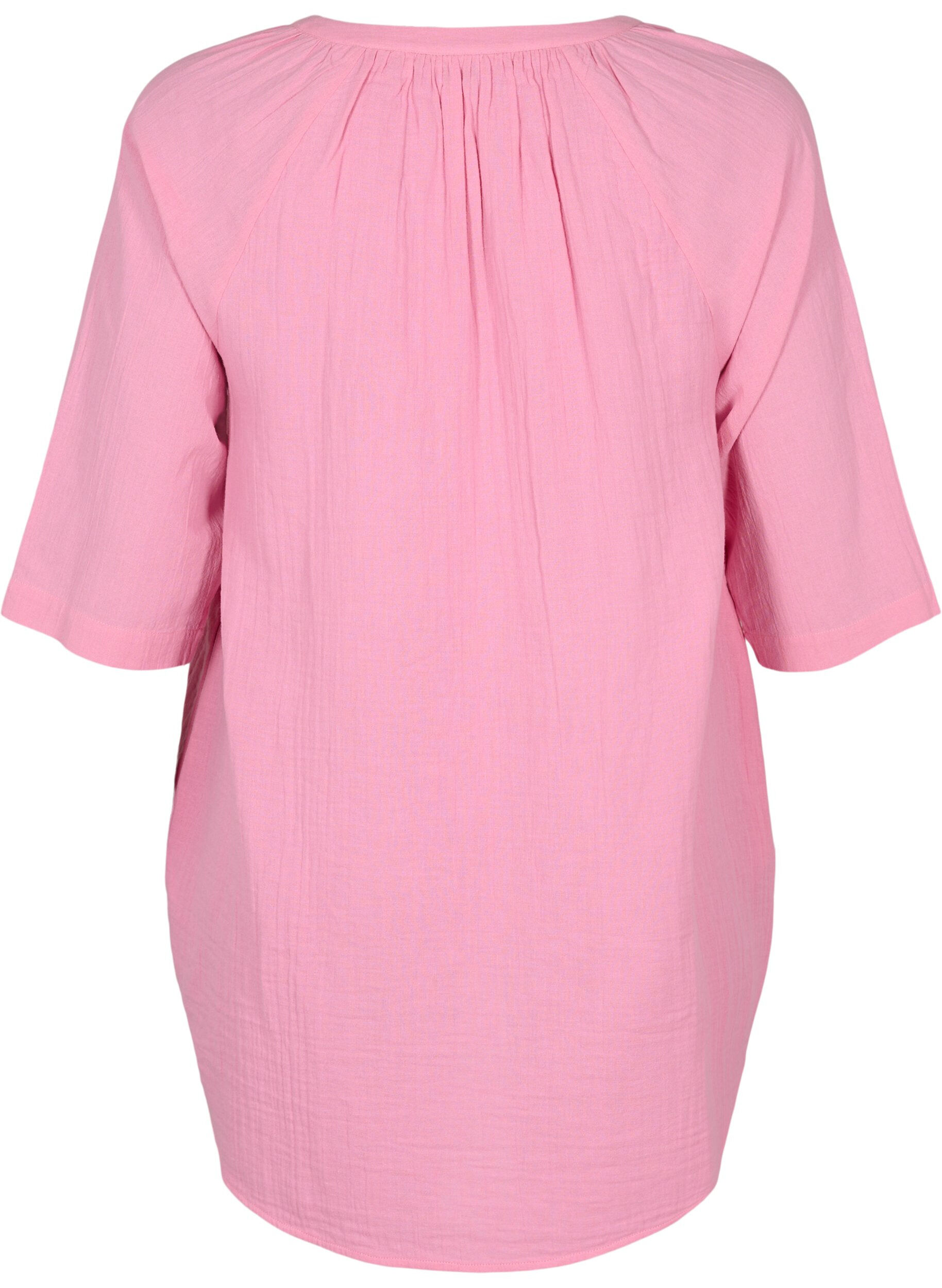 ZizziTunika mit 3/4-&Auml;rmeln aus Baumwolle, Rosebloom, Packshot image number 1