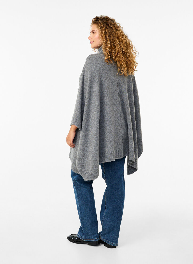 Poncho mit hohem Kragen, Medium Grey Melange, Model image number 1