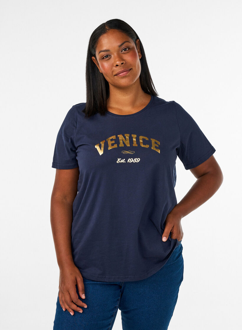 T-Shirt mit Motiv, Blau, Model image number 0