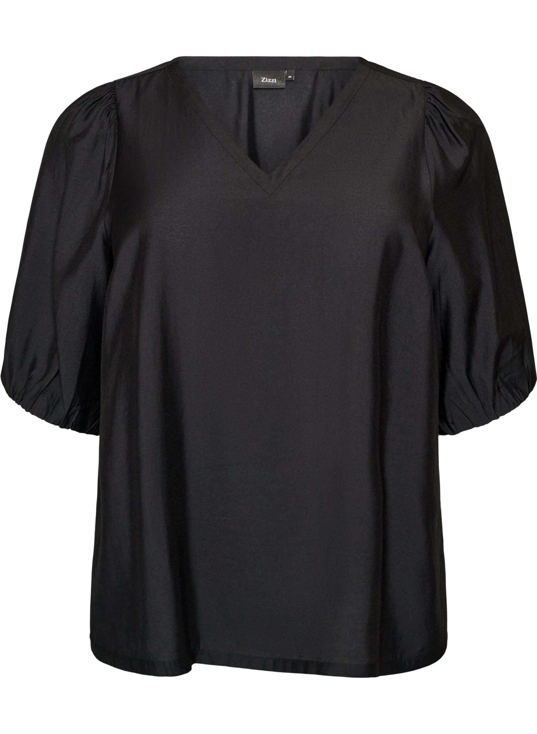 ZizziBluse aus Viskose mit V-Ausschnitt, Schwarz, Packshot image number 0