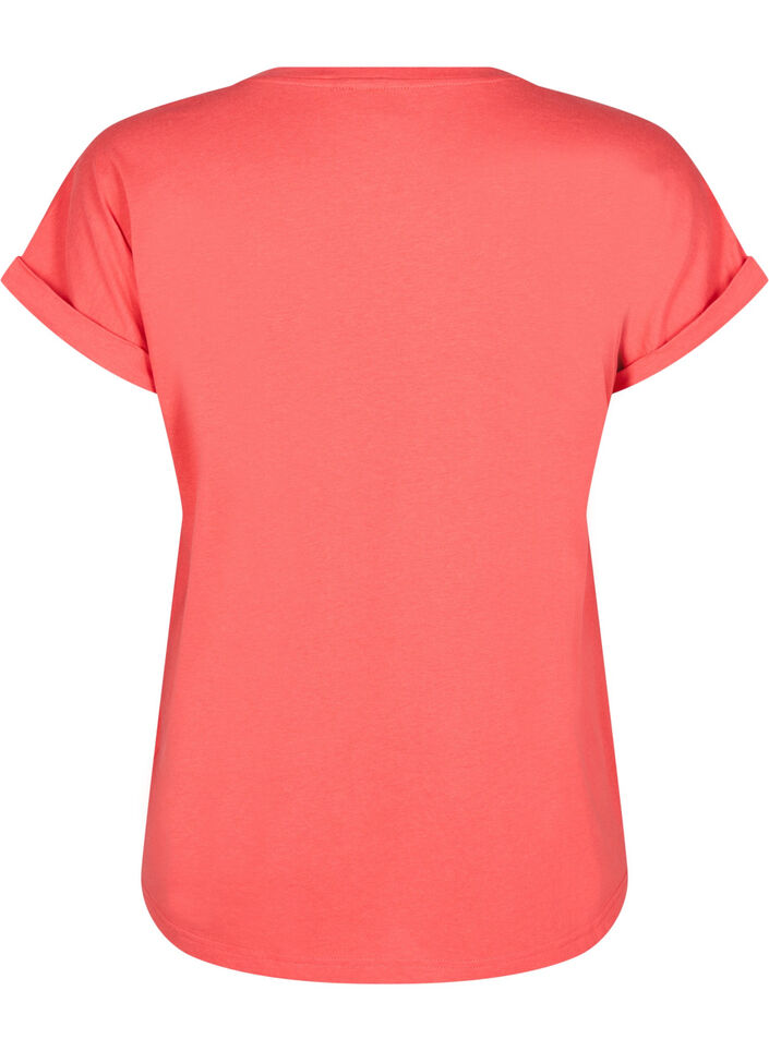 Kurz&auml;rmliges T-Shirt aus einer Baumwollmischung, Rot, Packshot image number 1