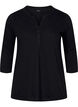 Bluse aus Baumwolle mit 3/4 Ärmeln, Black, Packshot image number 0