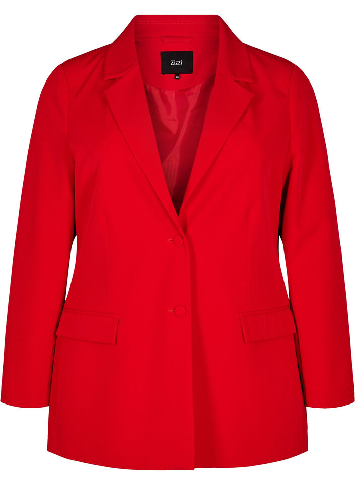 Klassischer Blazer mit Knopfverschluss, Rot, Packshot image number 0