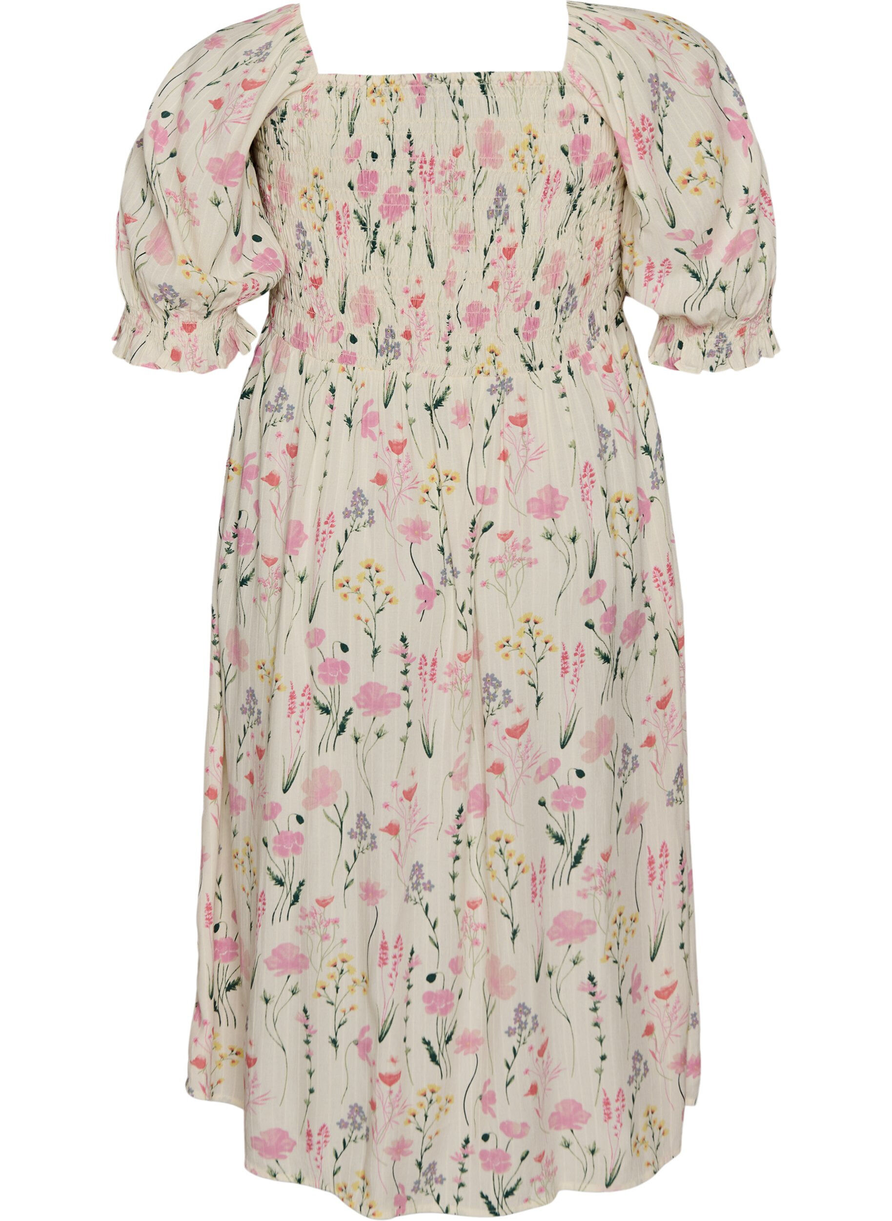 ZizziGebl&uuml;mtes Sommerkleid aus Viskose, Vanille, Packshot image number 1