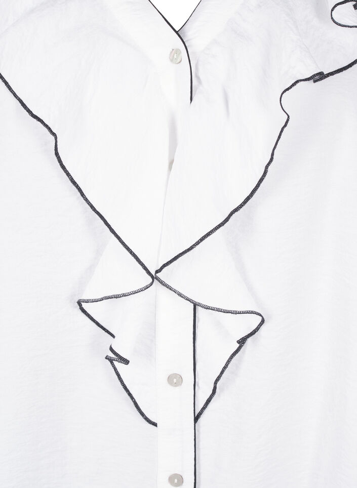 Langärmelige Hemdbluse aus Viskose mit Rüsche, Weiß, Packshot image number 2