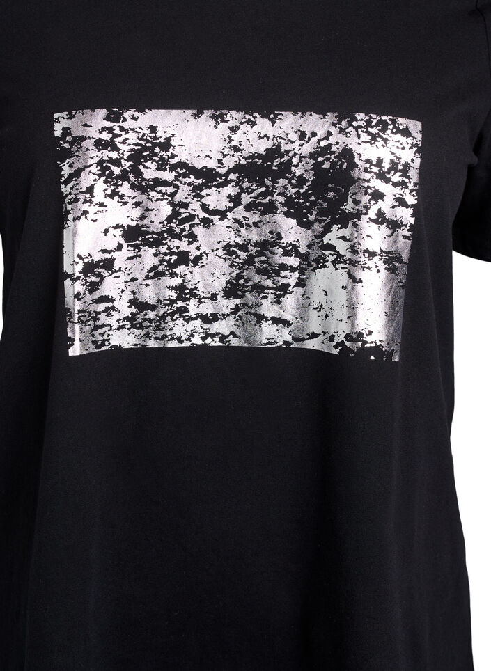 T-Shirt mit Print, Schwarz, Packshot image number 2
