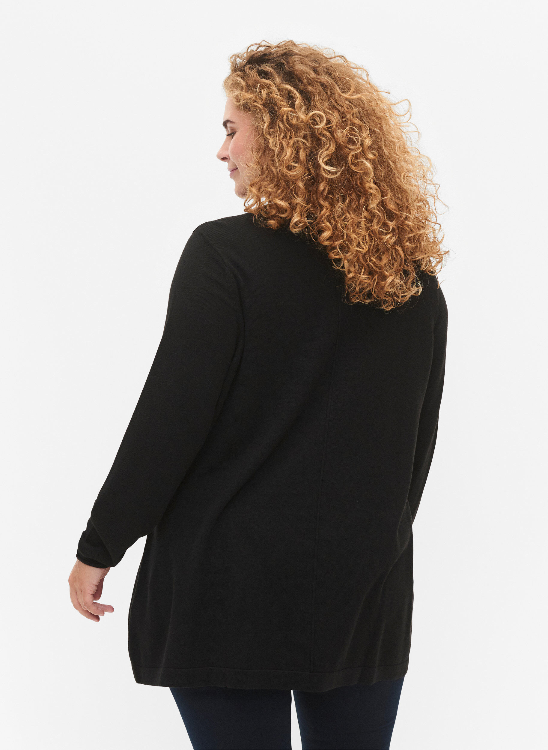 ZizziGestrickte Bluse aus Baumwoll-Viskose-Mischung, Schwarz, Model image number 2