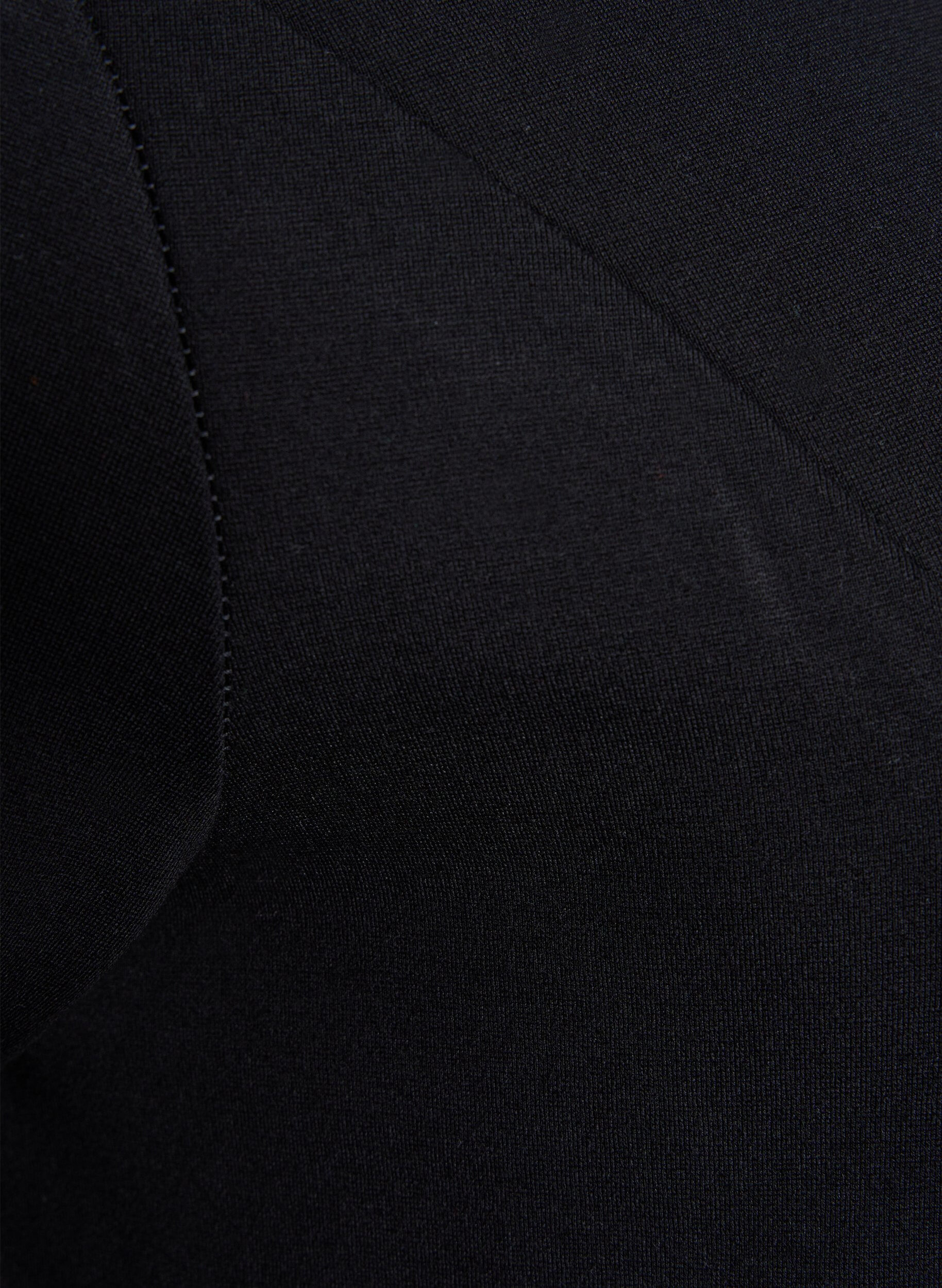 ZizziUnifarbenes Kleid mit 3/4 &Auml;rmeln und Schlitz, Black, Packshot image number 3