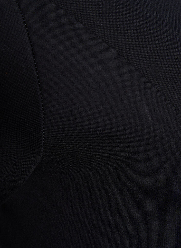 Unifarbenes Kleid mit 3/4 Ärmeln und Schlitz, Black, Packshot image number 3