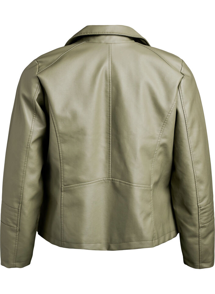 Bikerjacke aus Kunstleder, Gr&uuml;n, Packshot image number 1
