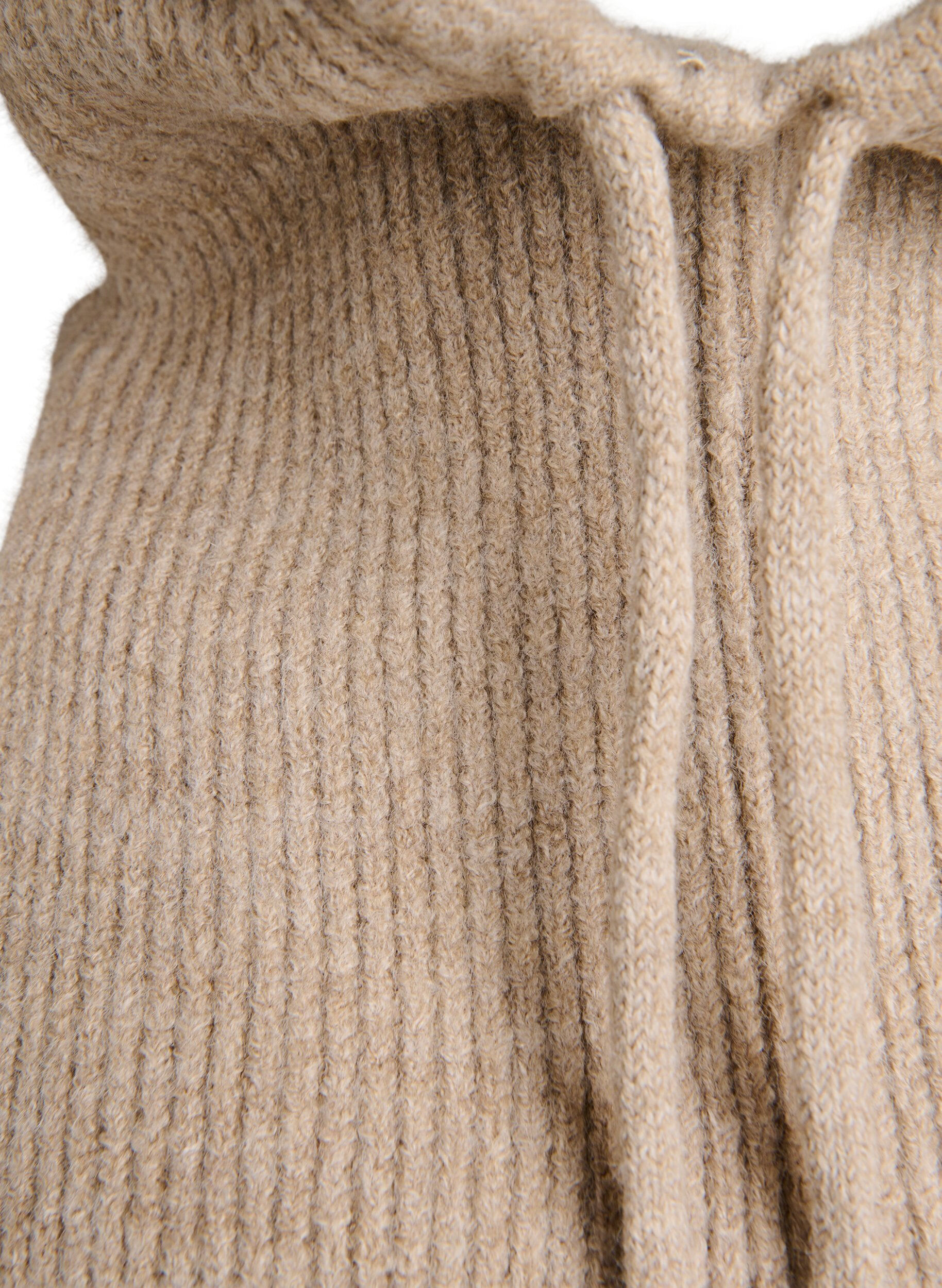 ZizziGestrickte Balaclava mit Kordelzug, Beige, Packshot image number 2
