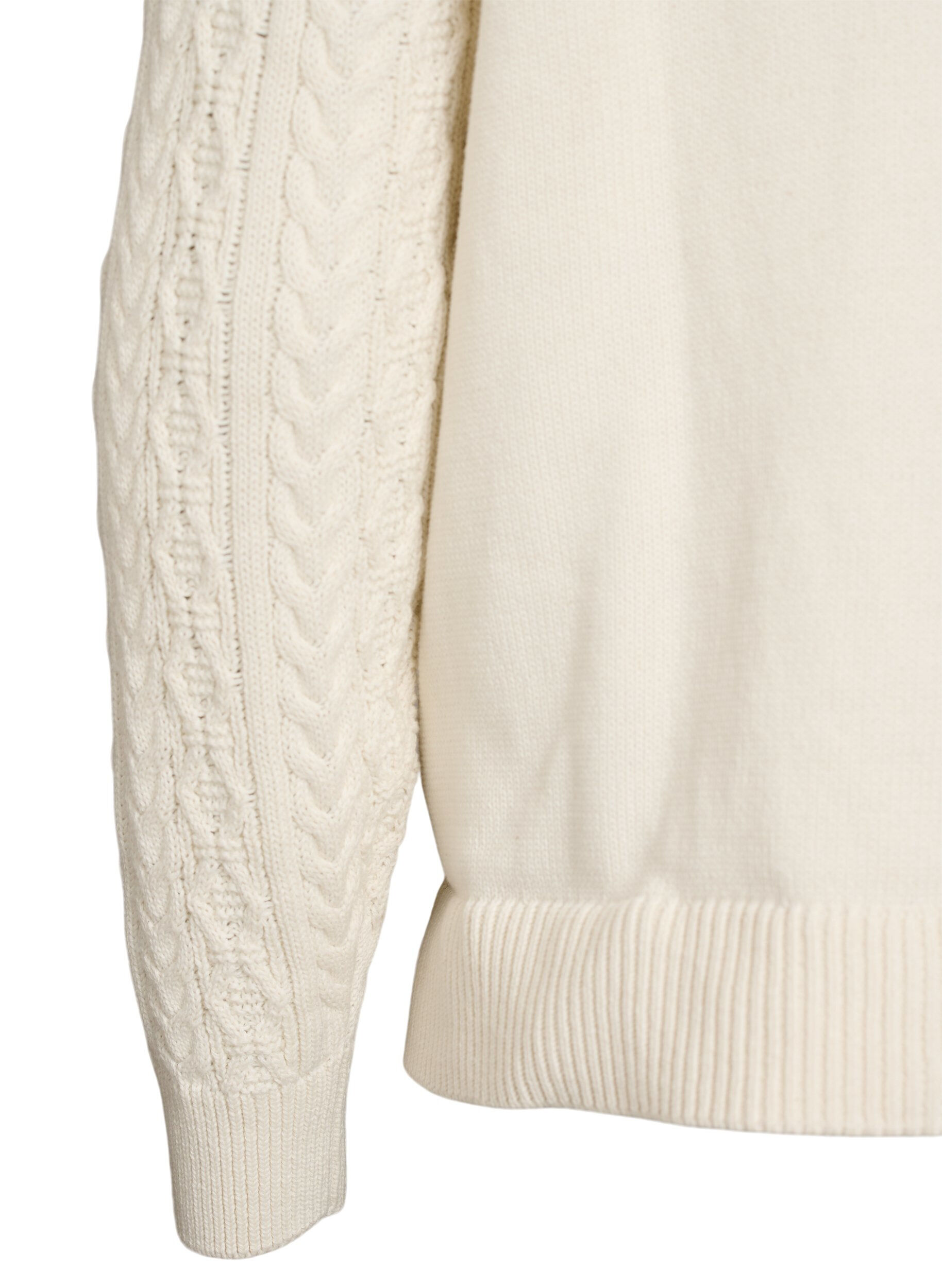 ZizziStrickbluse mit Zopfmuster und bestickten Blumen, Wei&szlig;, Packshot image number 3