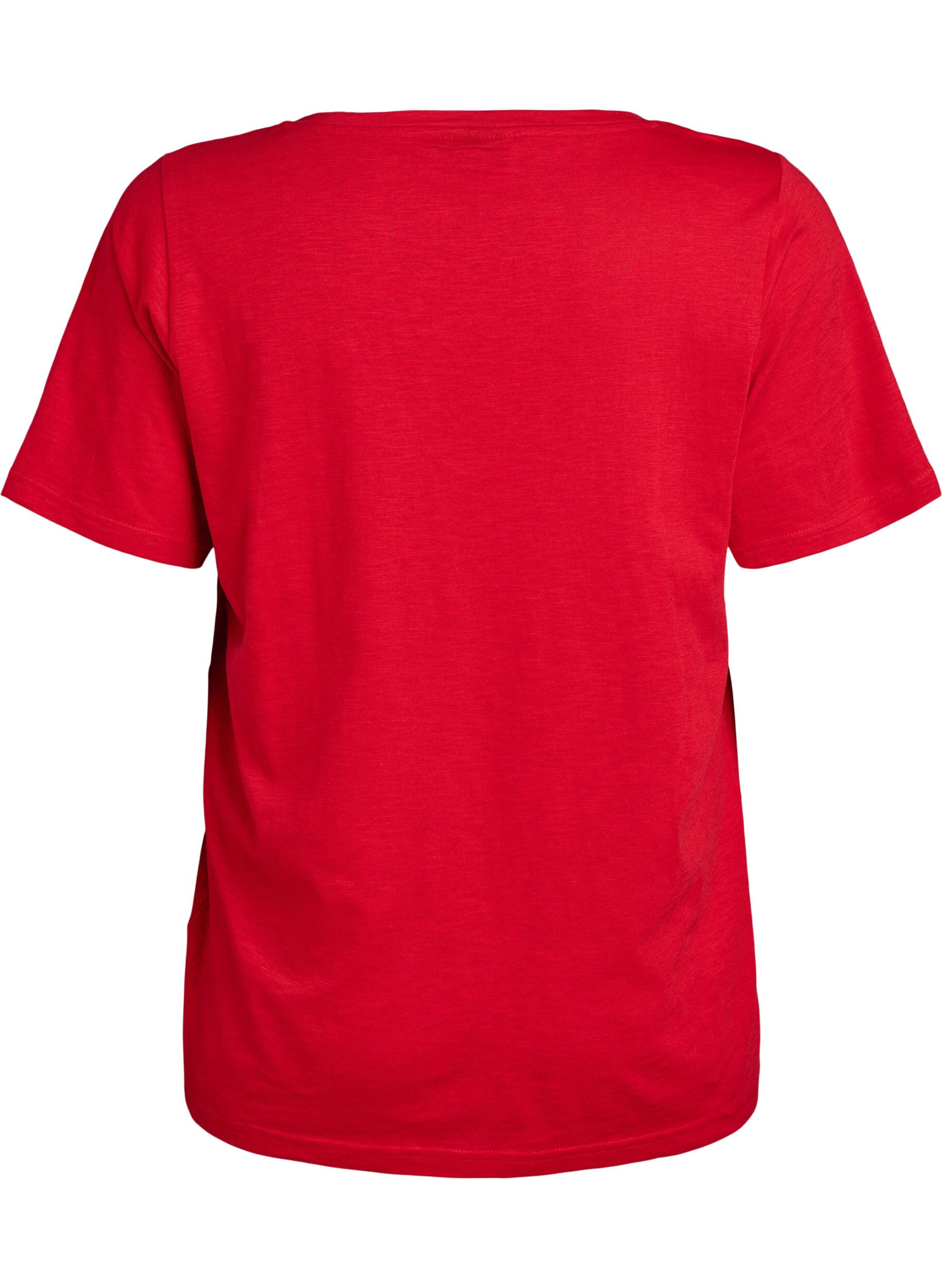 ZizziKurz&auml;rmliges Basic-T-Shirt mit V-Ausschnitt, Rot, Packshot image number 1
