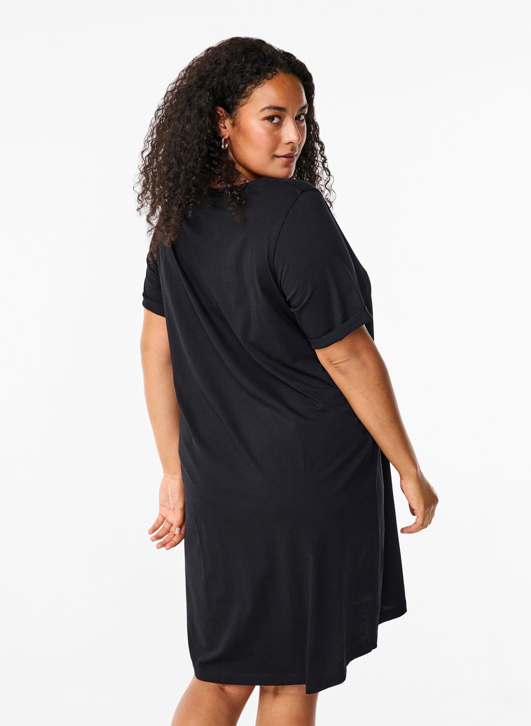 ZizziT-Shirt-Kleid aus Baumwolle, Black, Model image number 1