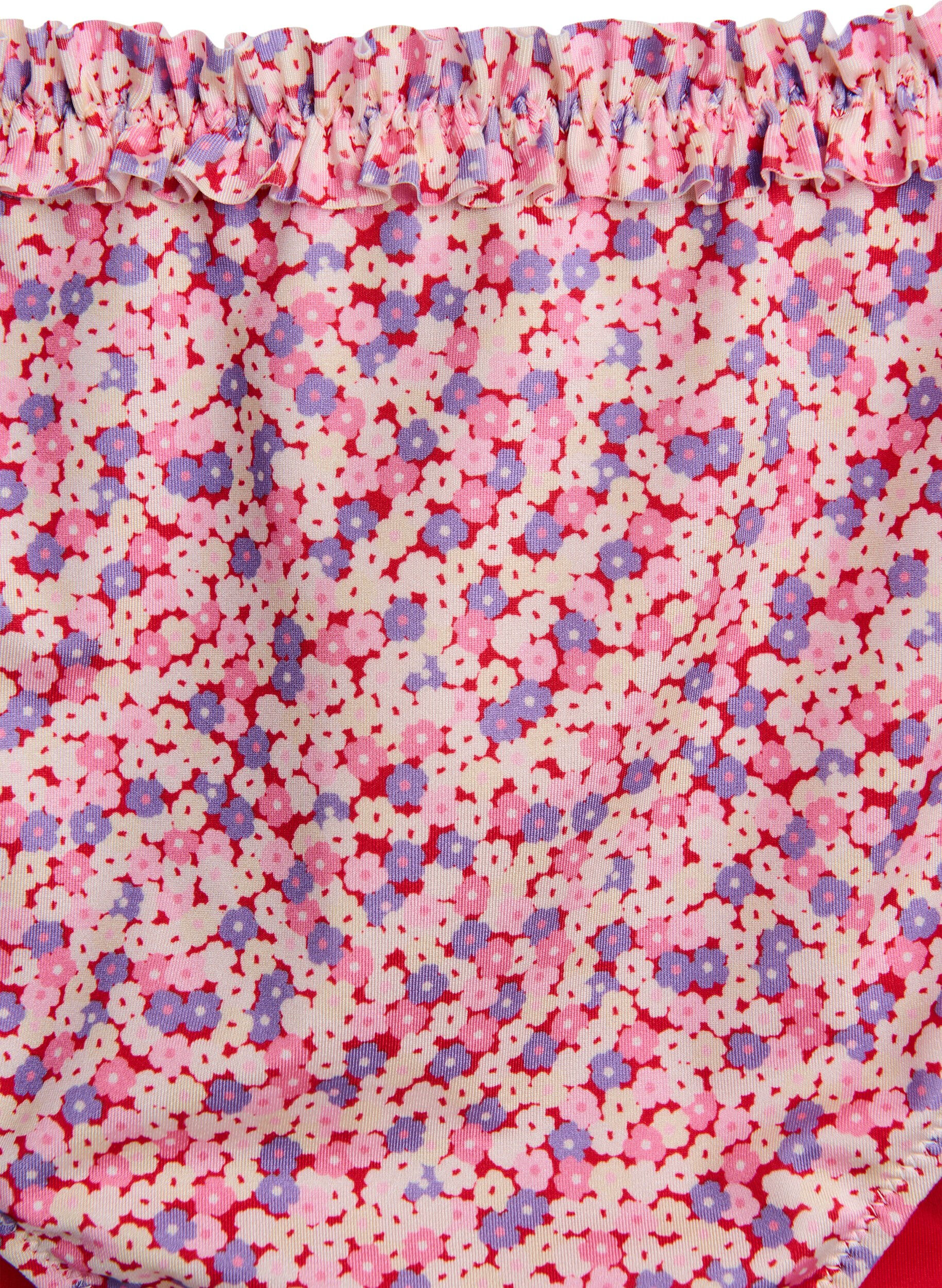 ZizziGebl&uuml;mte Tai-Bikinislip mit gerafftem Saum, Rot, Packshot image number 2