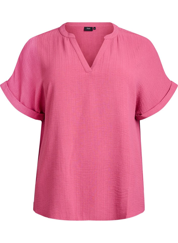 Lockere Bluse mit kurzen &Auml;rmeln, Rot, Packshot image number 0