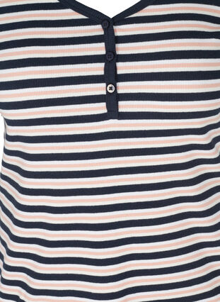 Gestreiftes T-Shirt aus Baumwolle mit Ripp, Blue Rose Stripe, Packshot image number 2